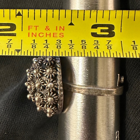 Vintage set: sterling silver braided wire cuff bracelet & adjustable dome ring - Picture 8 of 13